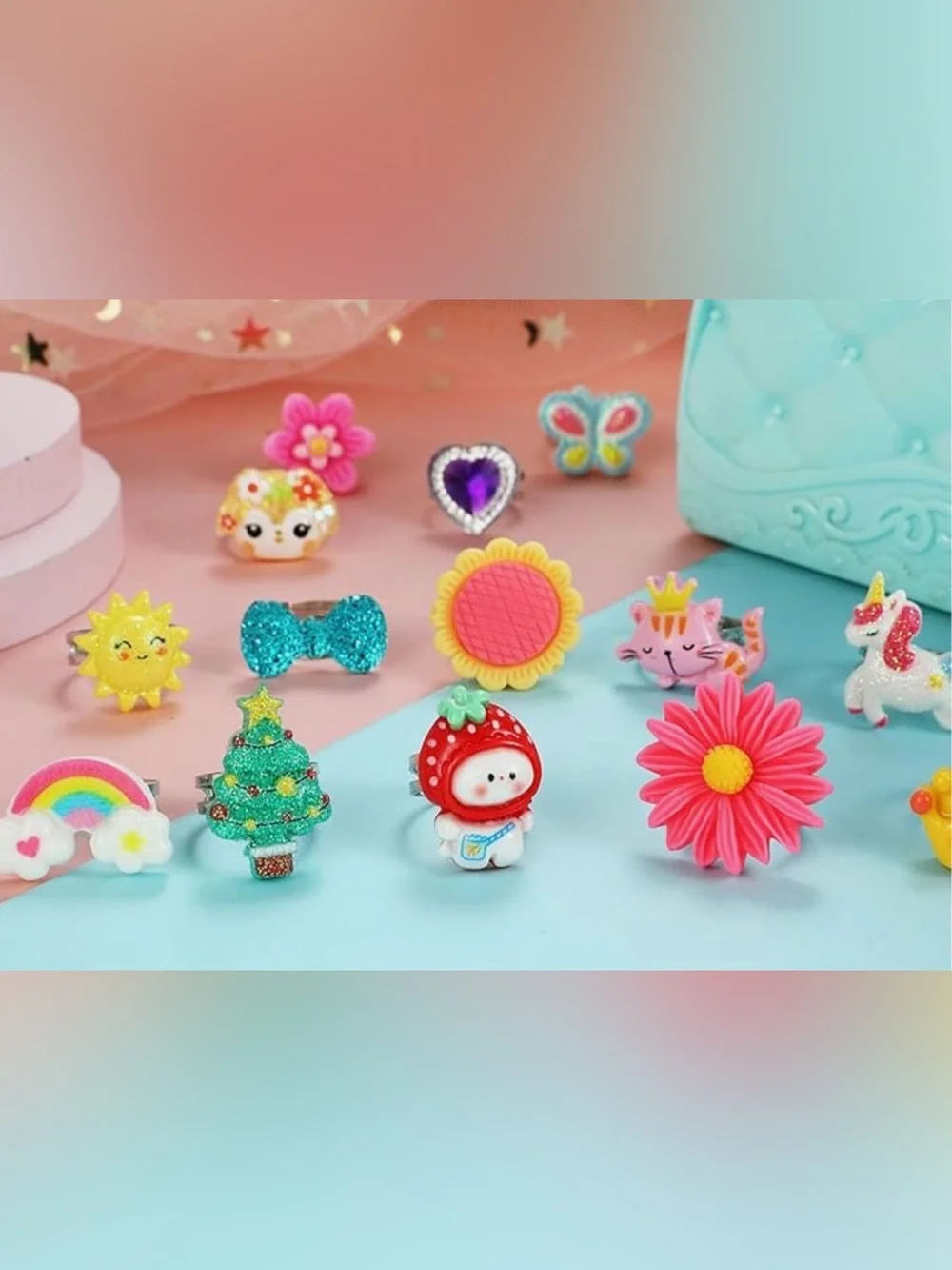 Pink Sheep 24 Pc Set Girl Jewel Rings